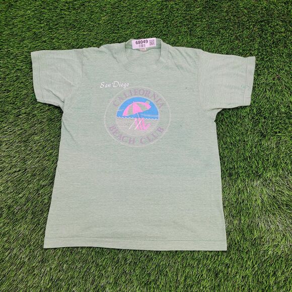 Vintage 80s San-Diego Shirt Womens Small 17x23 Faded-Green - Picture 1 of 15